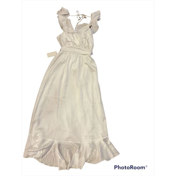 NWOT Show Me Your Mumu Samantha Ruffle Wrap Dress in ivory luxe satin Size S - Picture 6 of 10